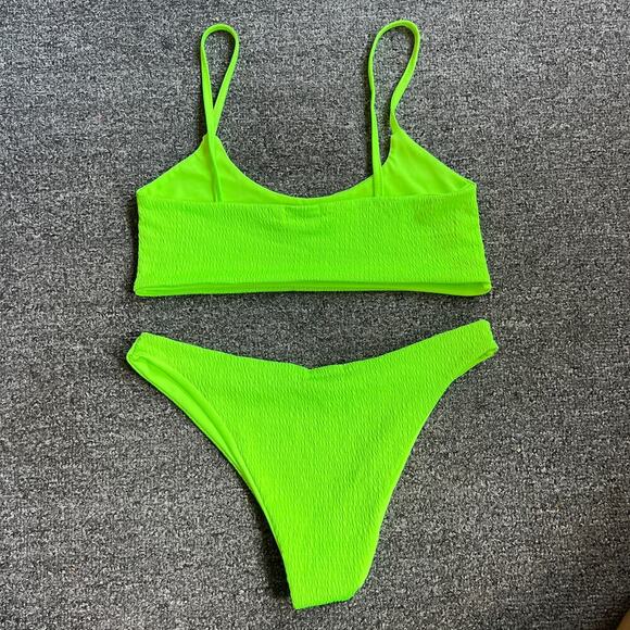 PRETTYLITTLETHING neon green 2 piece bikini set US Size 8 - Picture 5 of 6